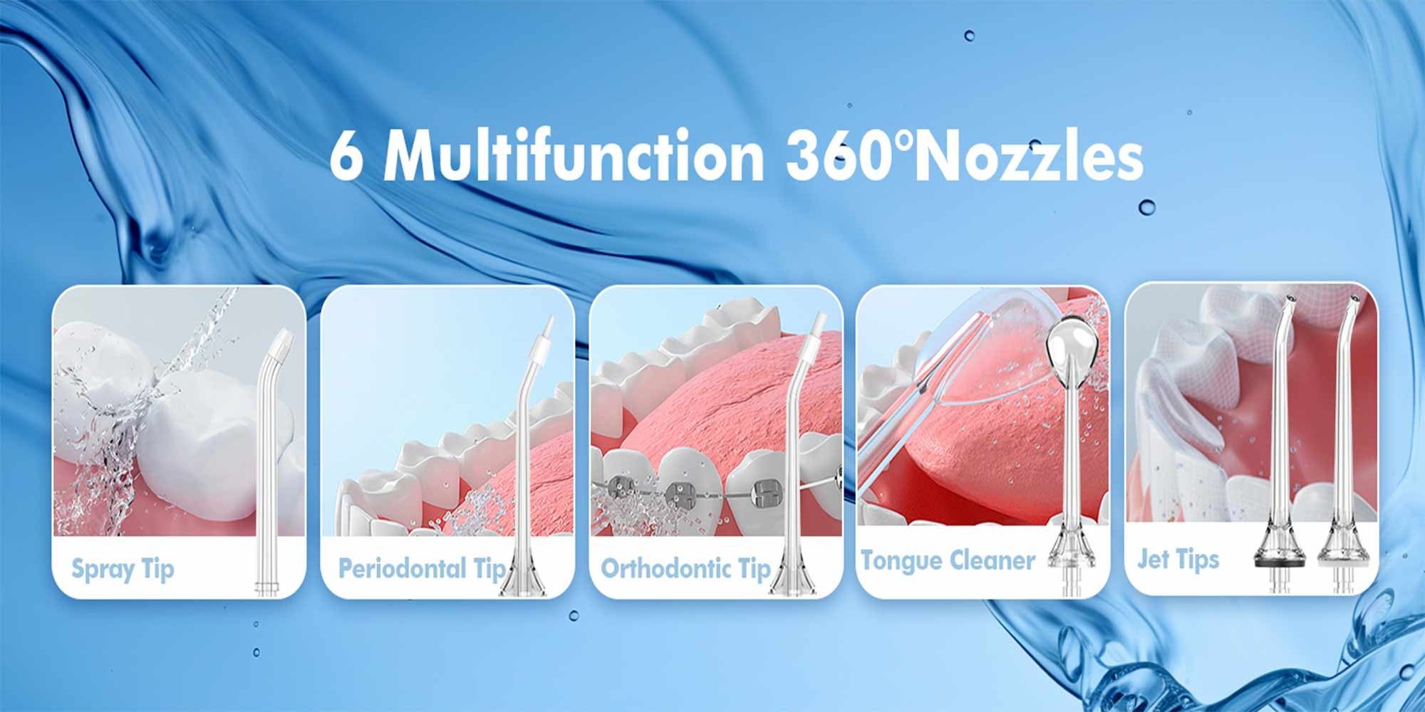 Water Flosser Teeth Pick: 5 Modes Cordless Water Dental Floss 300ML Portable Rechargeable IPX7 Waterproof Electric Water Flossing Cleaning Picks with 6 Jet Tips Oral Irrigator Cleaner, White