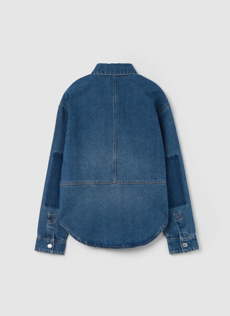 Denim shirt with lettering print