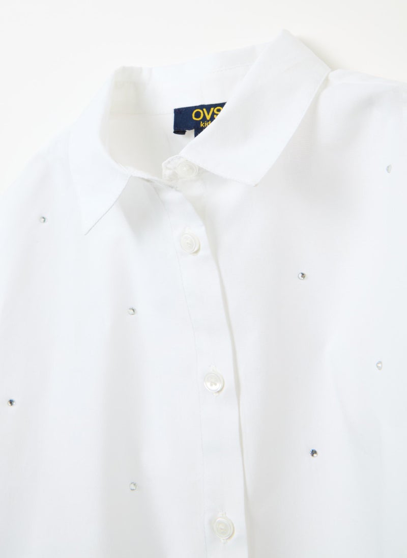 Cotton shirt with diamantÃ©s