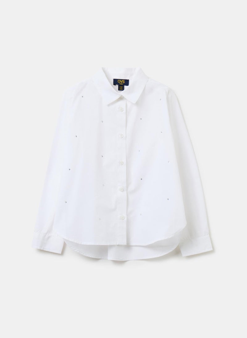 Cotton shirt with diamantÃ©s