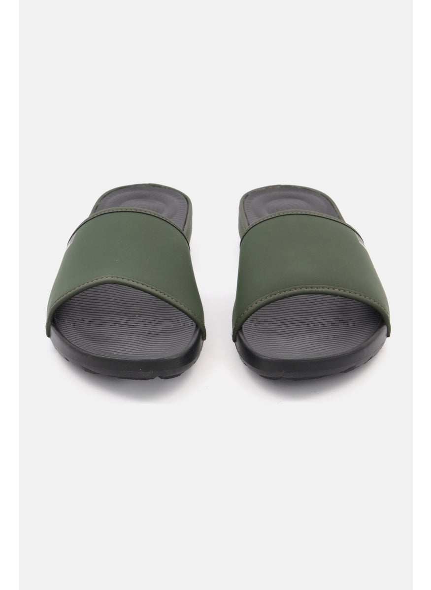 Men Slip On Lido Slide Sandal, Green/Black