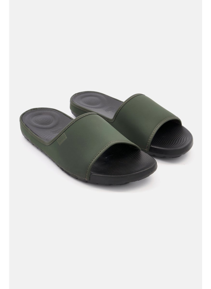 Men Slip On Lido Slide Sandal, Green/Black
