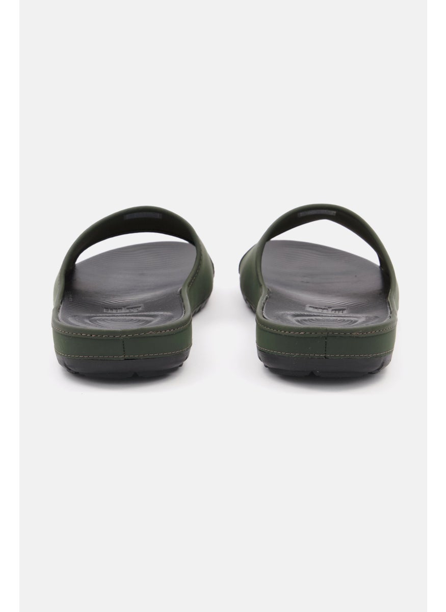 Men Slip On Lido Slide Sandal, Green/Black