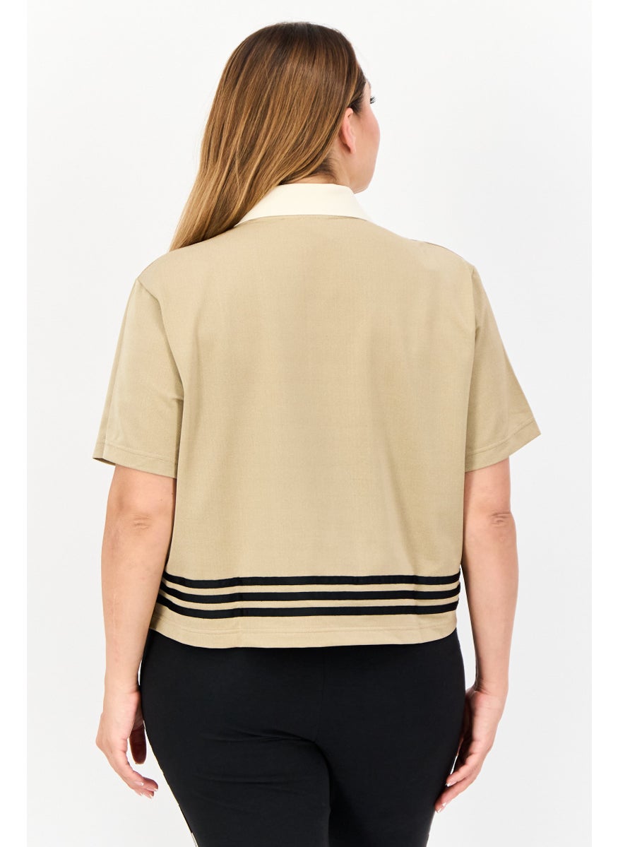 Women Sportswear Fit Short Sleeve Outdoor Polo Shirt, Beige