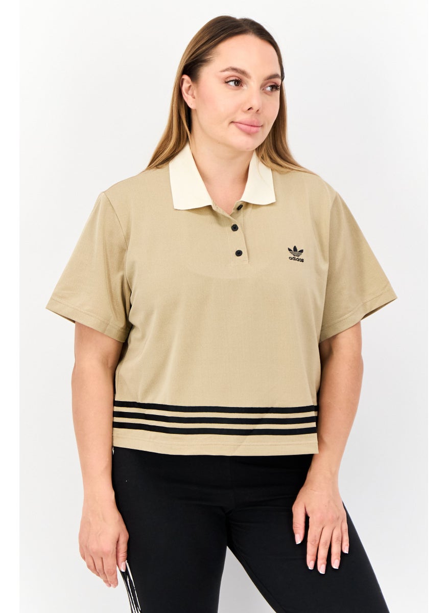 Women Sportswear Fit Short Sleeve Outdoor Polo Shirt, Beige
