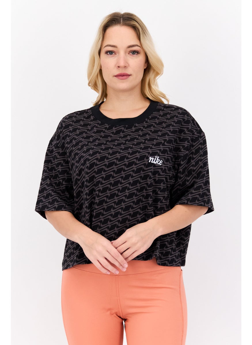 Women Sportswear Fit Training Top, Black/Grey