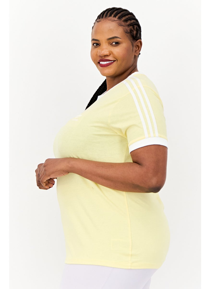 Women Plus Size Short Sleeve Outdoor T Shirt, Yelow