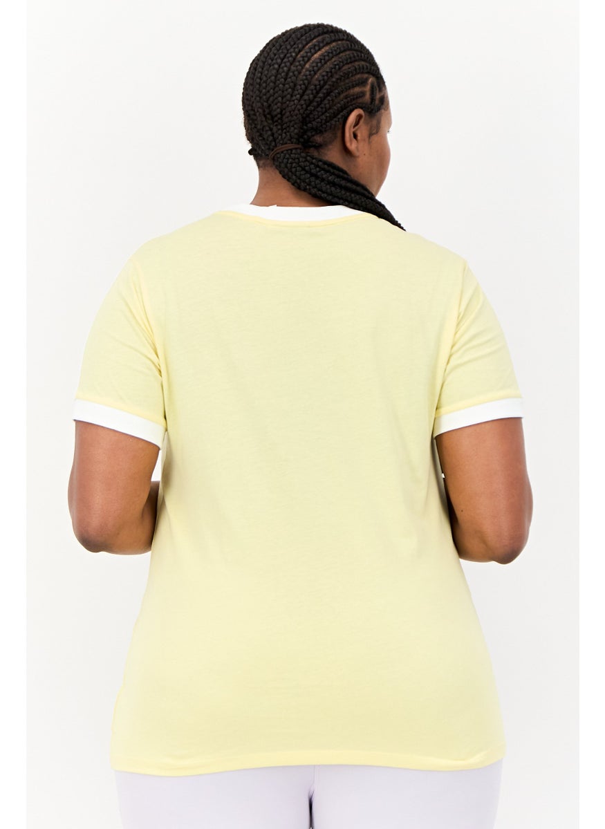 Women Plus Size Short Sleeve Outdoor T Shirt, Yelow