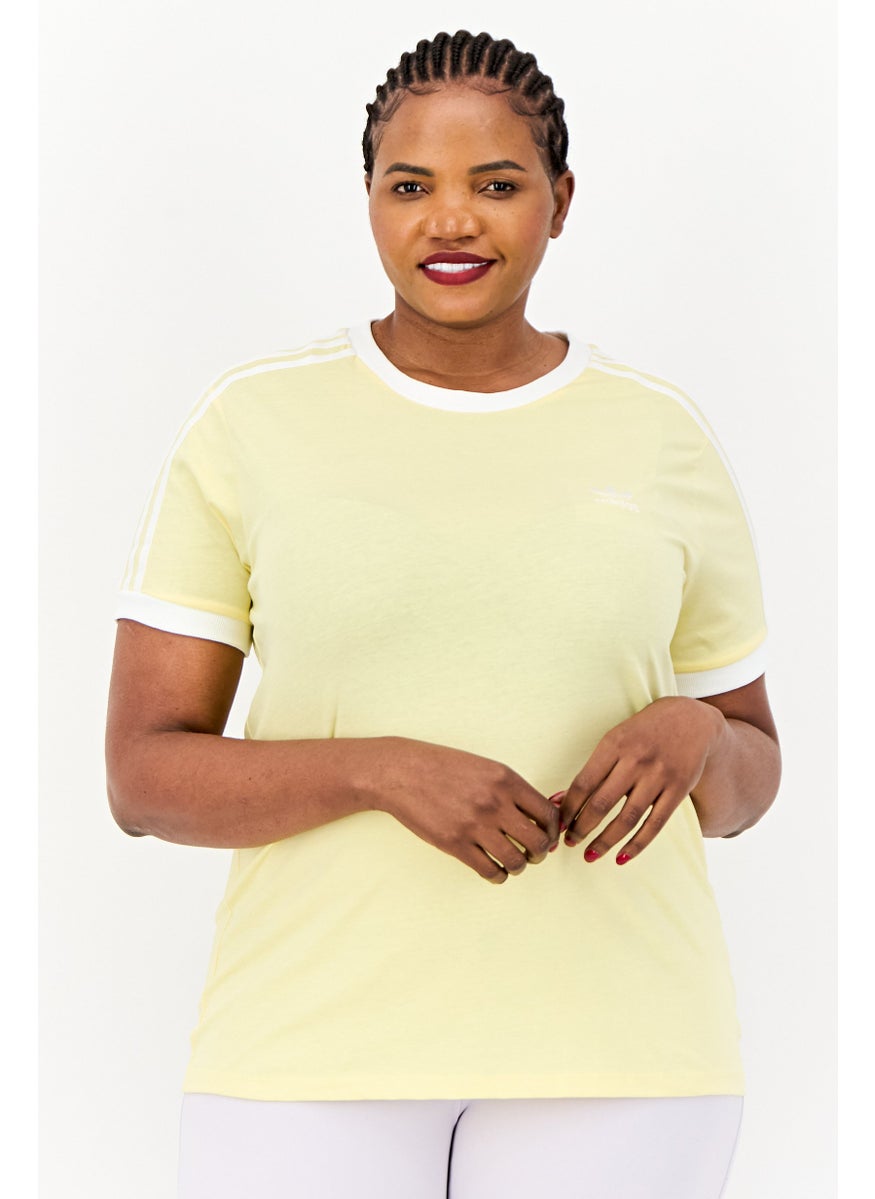 Women Plus Size Short Sleeve Outdoor T Shirt, Yelow