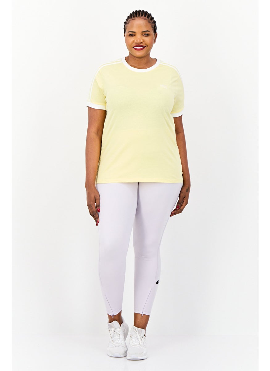 Women Plus Size Short Sleeve Outdoor T Shirt, Yelow