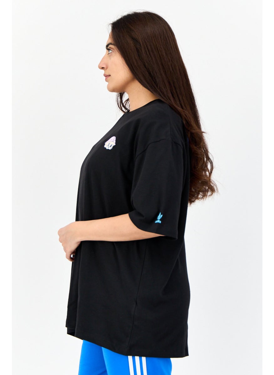 Women Oversized Fit Short Sleeve Outdoor T-Shirt, Black