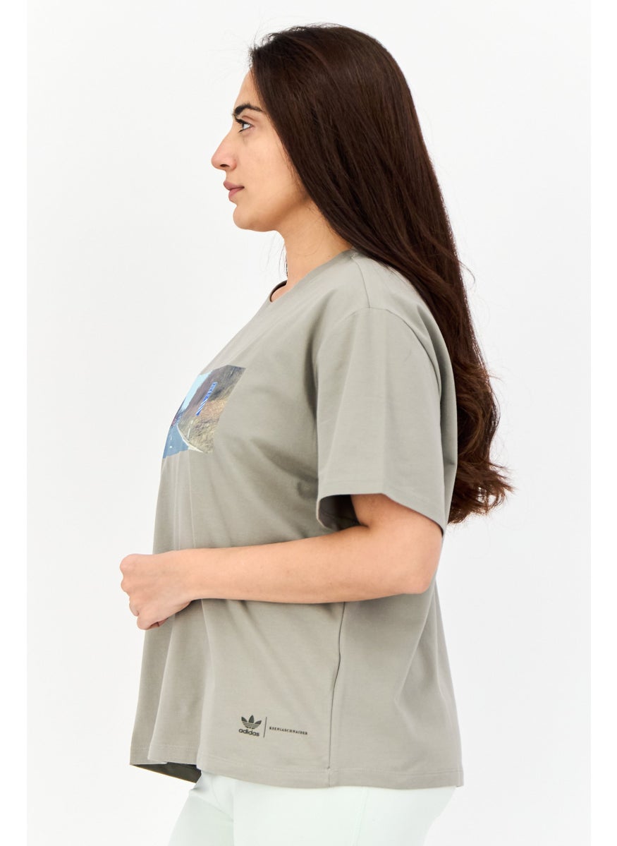 Adidas Originals x KseniaSchnaider Women Sportswear Fit Short Sleeves Outdoor T-shirt, Grey Smoke