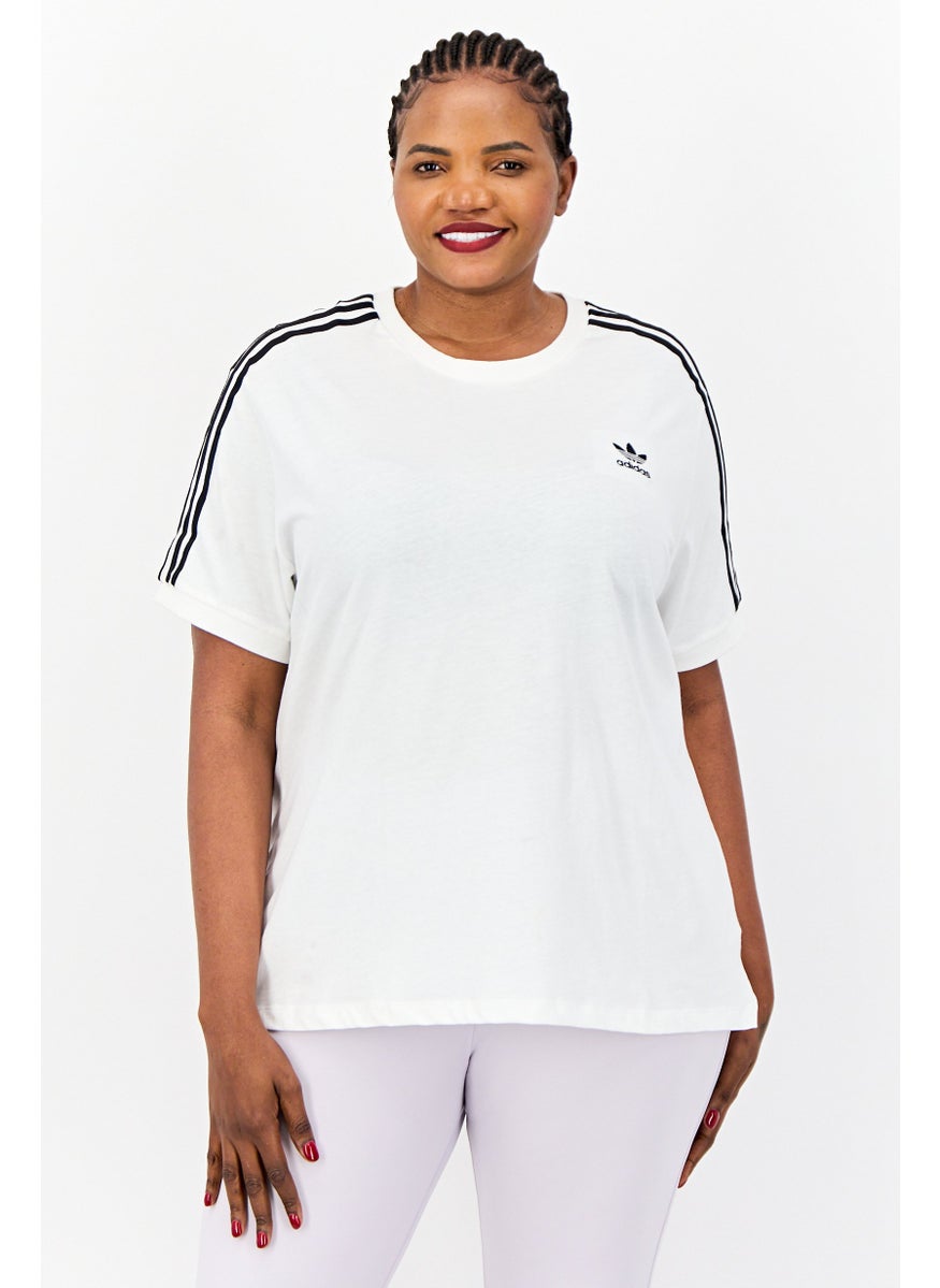 Women Plus Size Short Sleeve Outdoor T Shirt, White
