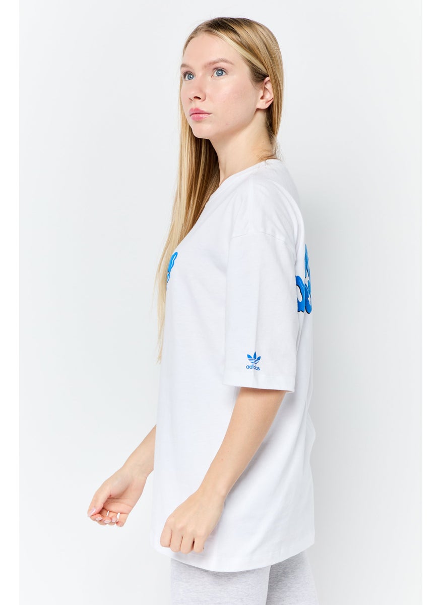 Women Oversized Fit Short Sleeve Outdoor T-Shirt, White