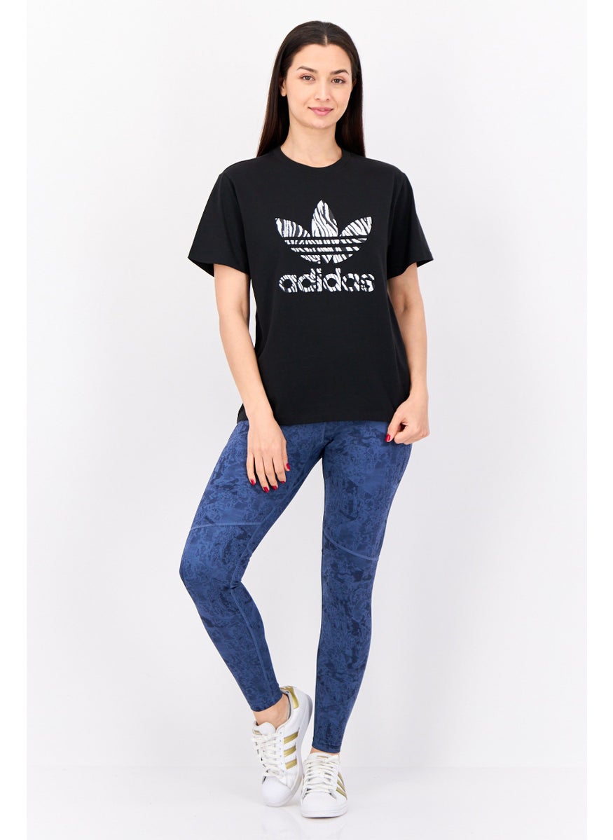 Women Sportswear Fit Short Sleeve Outdoor Top, Black