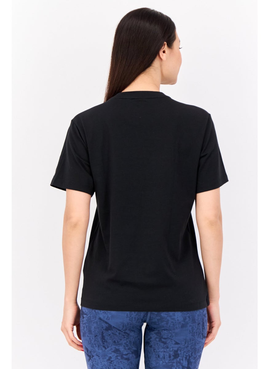 Women Sportswear Fit Short Sleeve Outdoor Top, Black