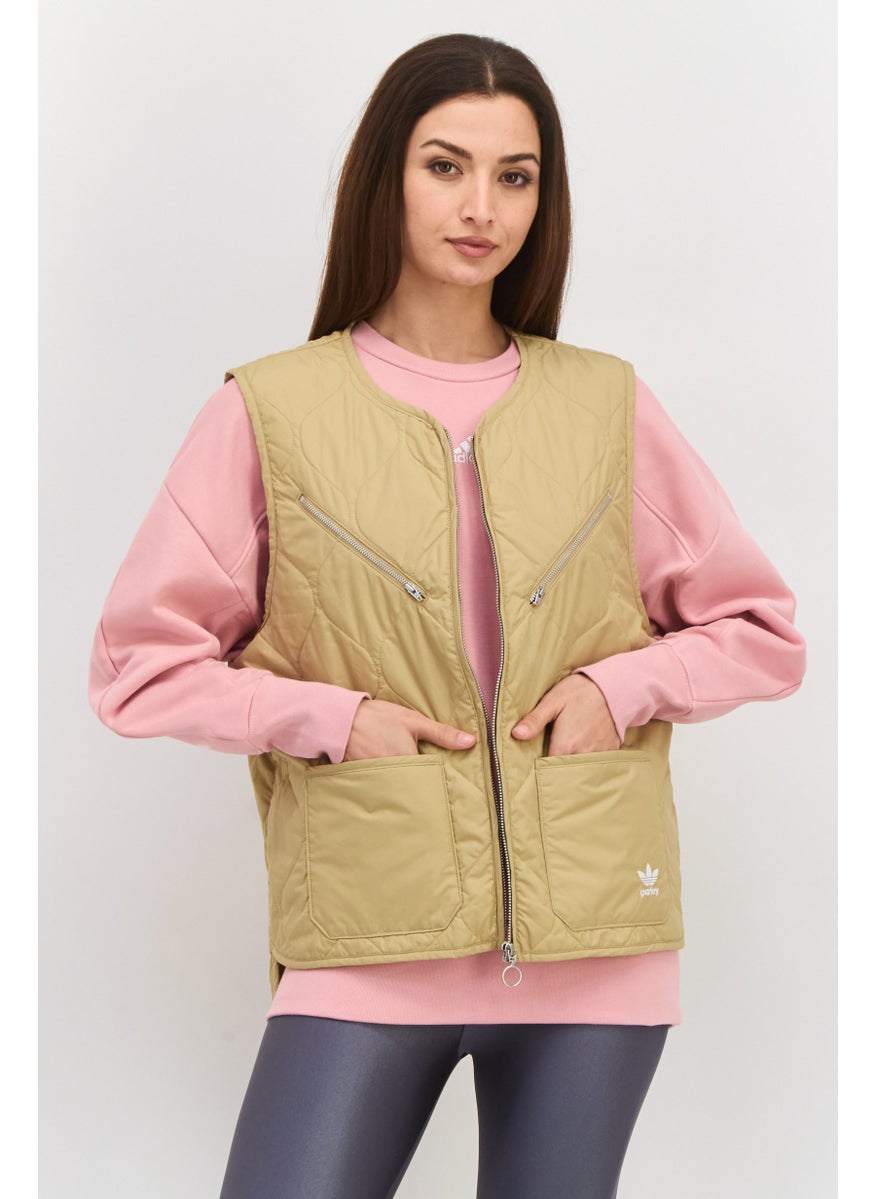 Adidas Originals x Parley Women Sports Fit Outdoor Vest Jacket, Beige