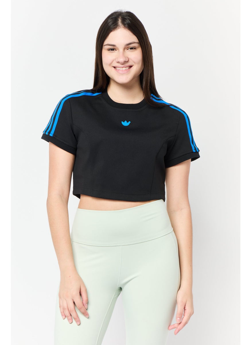 Women Sportswear Fit Short Sleeve Outdoor Top, Black