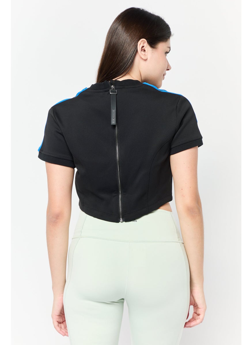 Women Sportswear Fit Short Sleeve Outdoor Top, Black