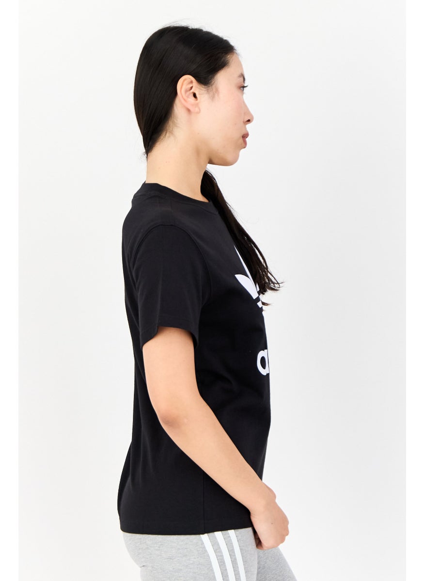 Women Sportswear Fit Short Sleeve Outdoor Top, Black