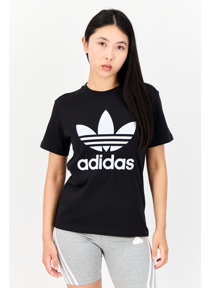 Women Sportswear Fit Short Sleeve Outdoor Top, Black