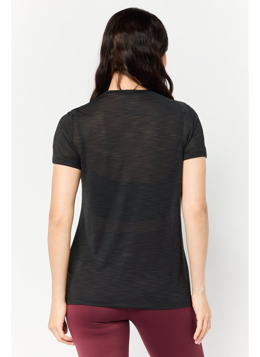 Women Sportswear Fit Short Sleeve Outdoor T-Shirt, Black