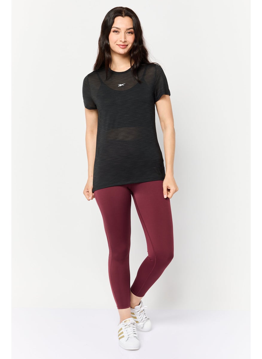 Women Sportswear Fit Short Sleeve Outdoor T-Shirt, Black