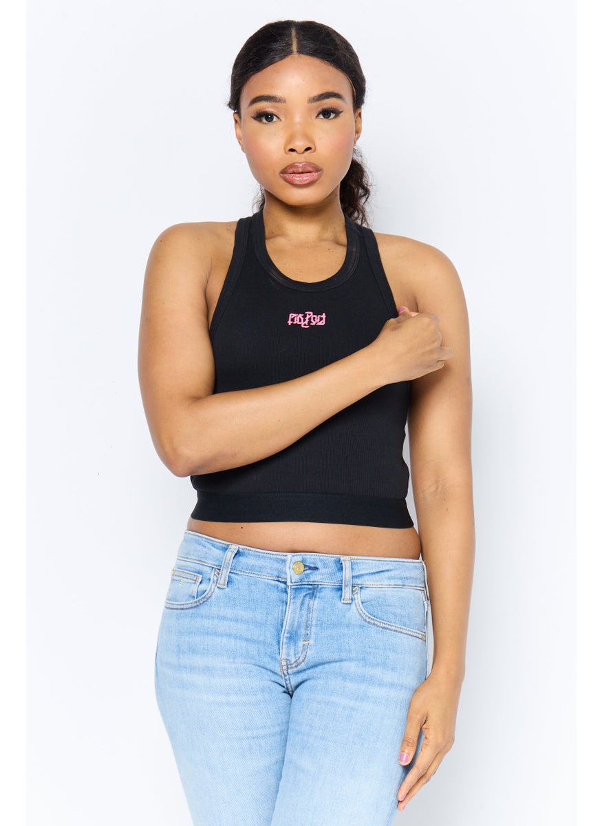 Women 2 Pieces Crew Neck Long Sleeves Graphic Print Top, Pink/Black