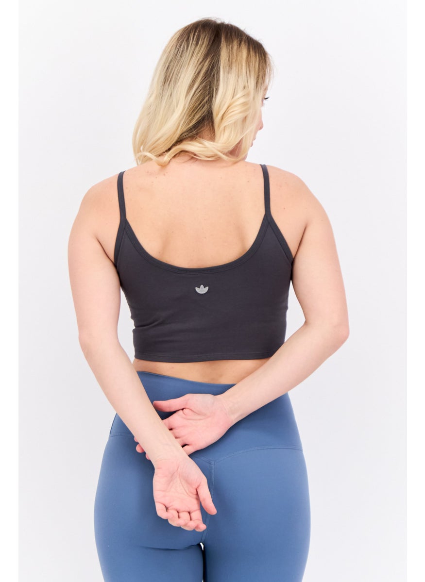Women Sportswear Fit Sleeveless Training Cropped Top, Dark Grey