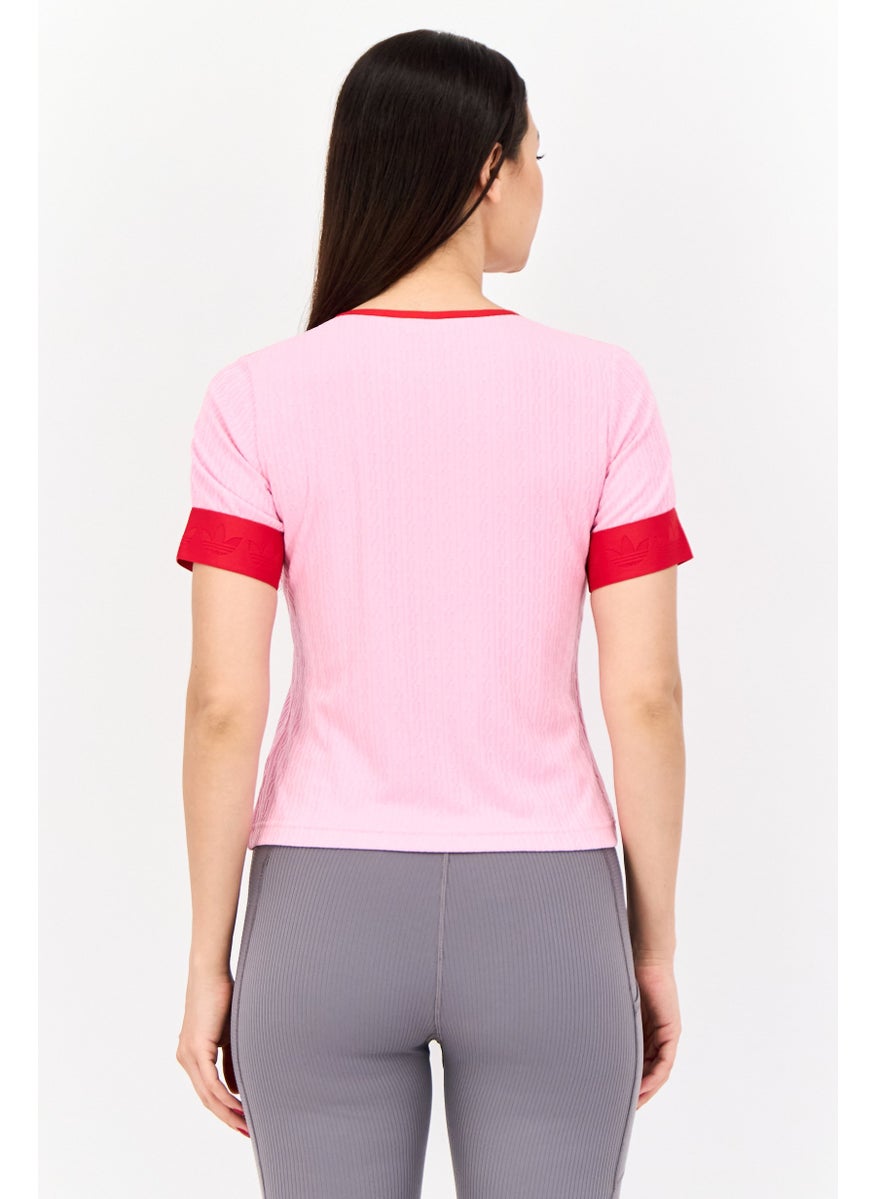 Women Sportswear Fit Short Sleeve Outdoor Top, Pink