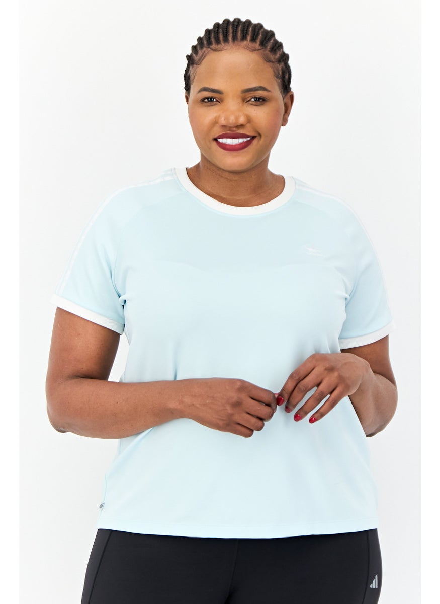 Women Plus Size Short Sleeve Outdoor T-Shirt, Sky Blue