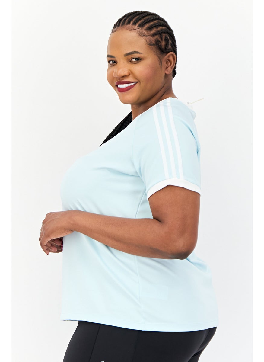 Women Plus Size Short Sleeve Outdoor T-Shirt, Sky Blue