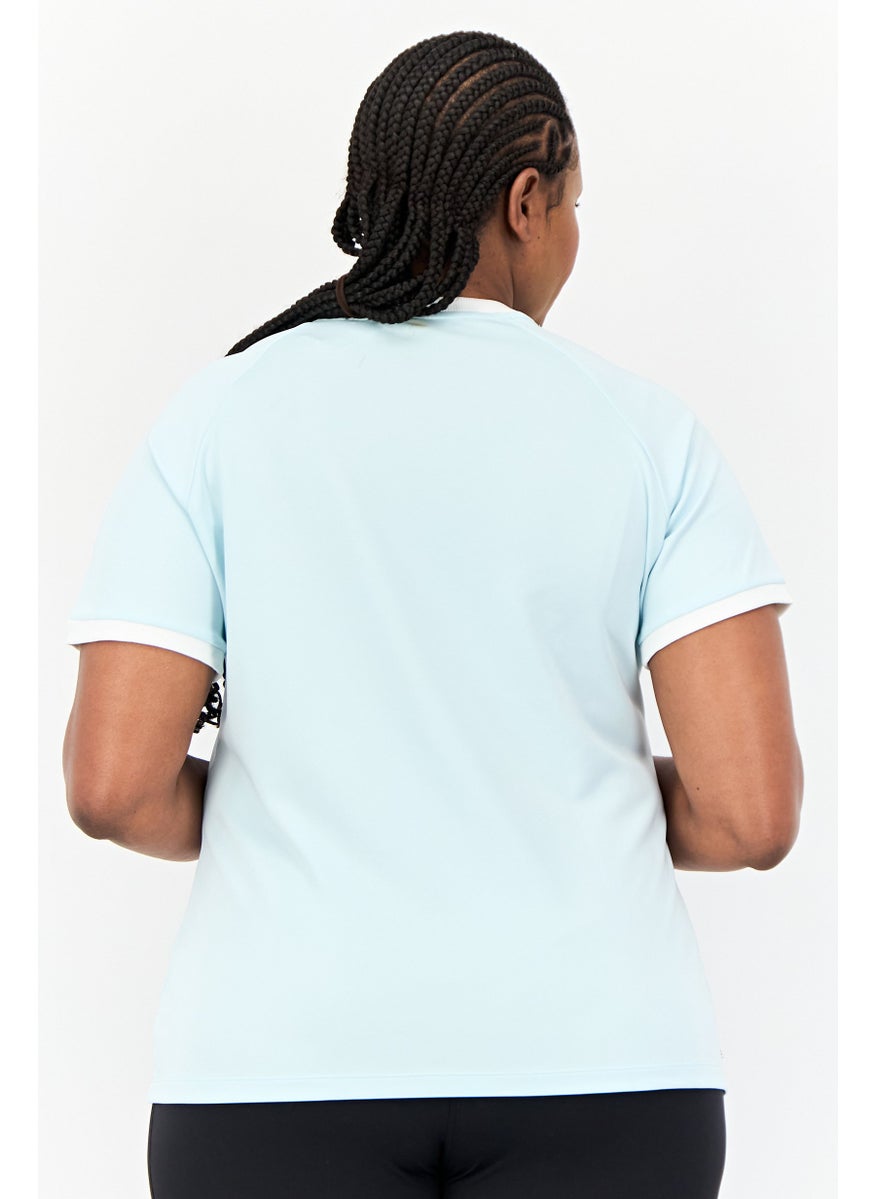 Women Plus Size Short Sleeve Outdoor T-Shirt, Sky Blue