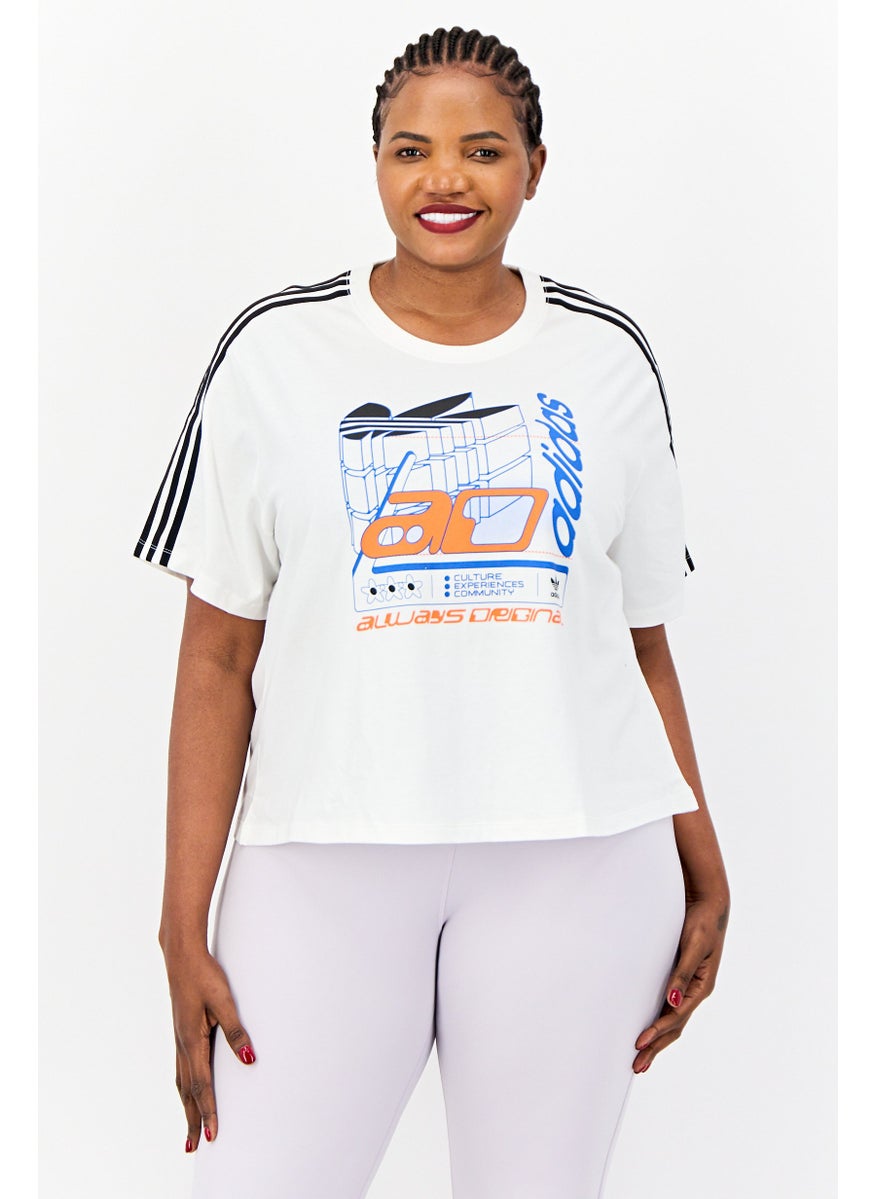 Women Plus Size Short Sleeve Outdoor T Shirt, White