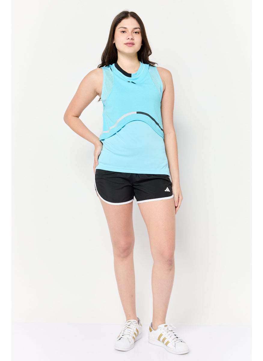 Women Regular Fit Sleeveless Tennis Vest, Turquoise