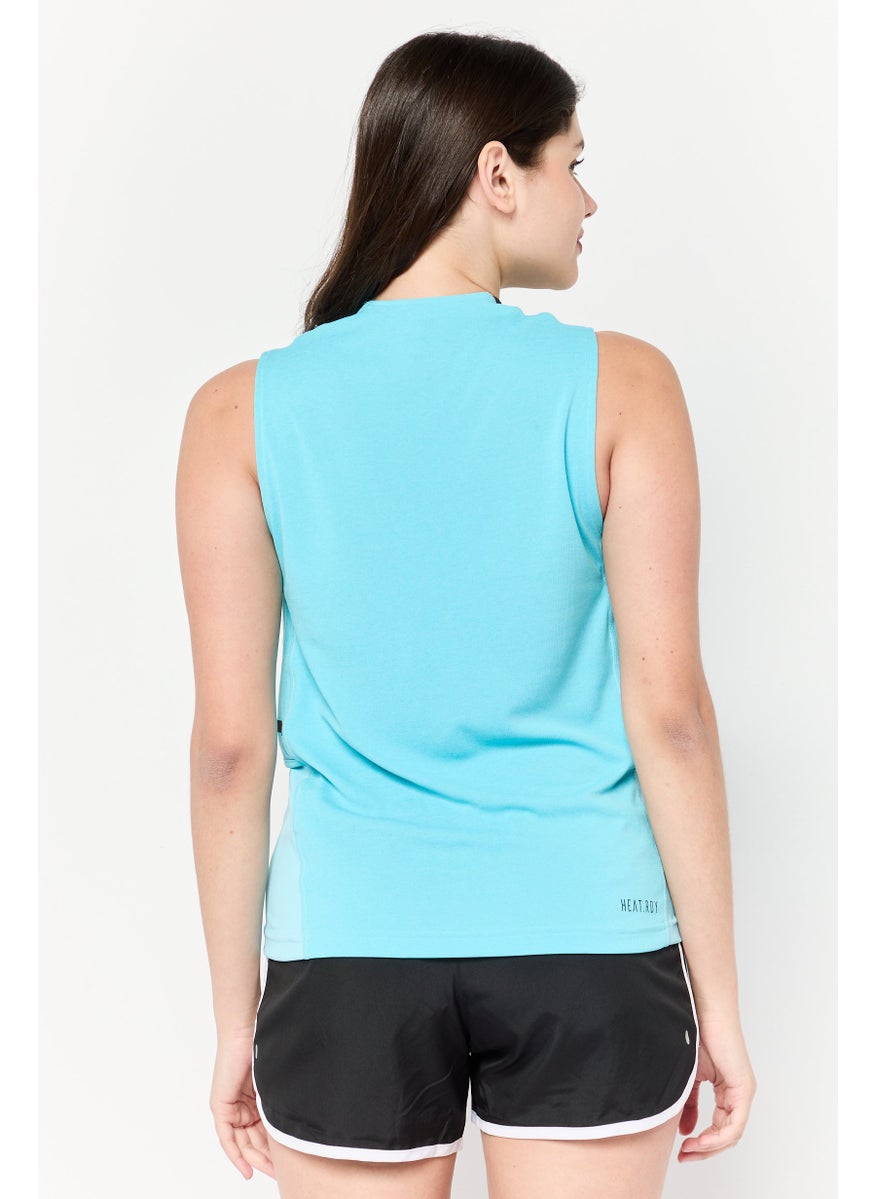 Women Regular Fit Sleeveless Tennis Vest, Turquoise