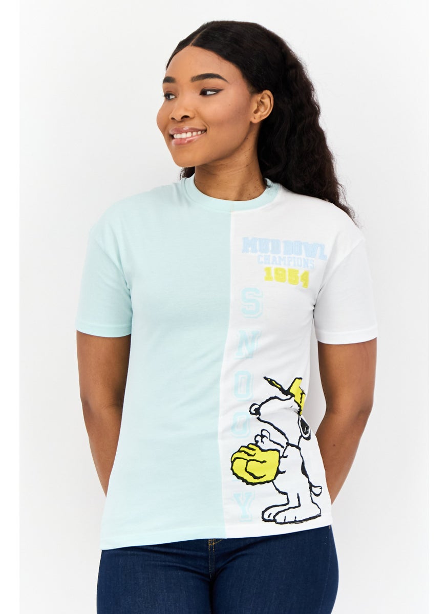 Women Crew Neck Short Sleeves Embroidered T-Shirt, Multicolor