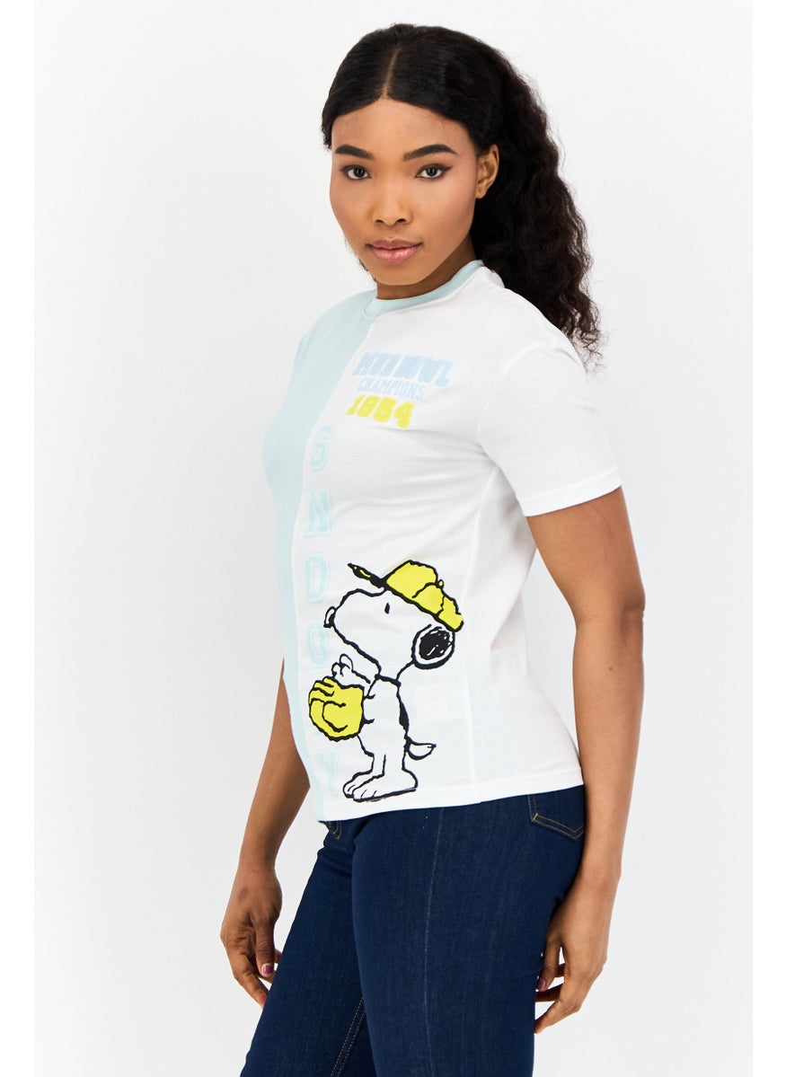 Women Crew Neck Short Sleeves Embroidered T-Shirt, Multicolor