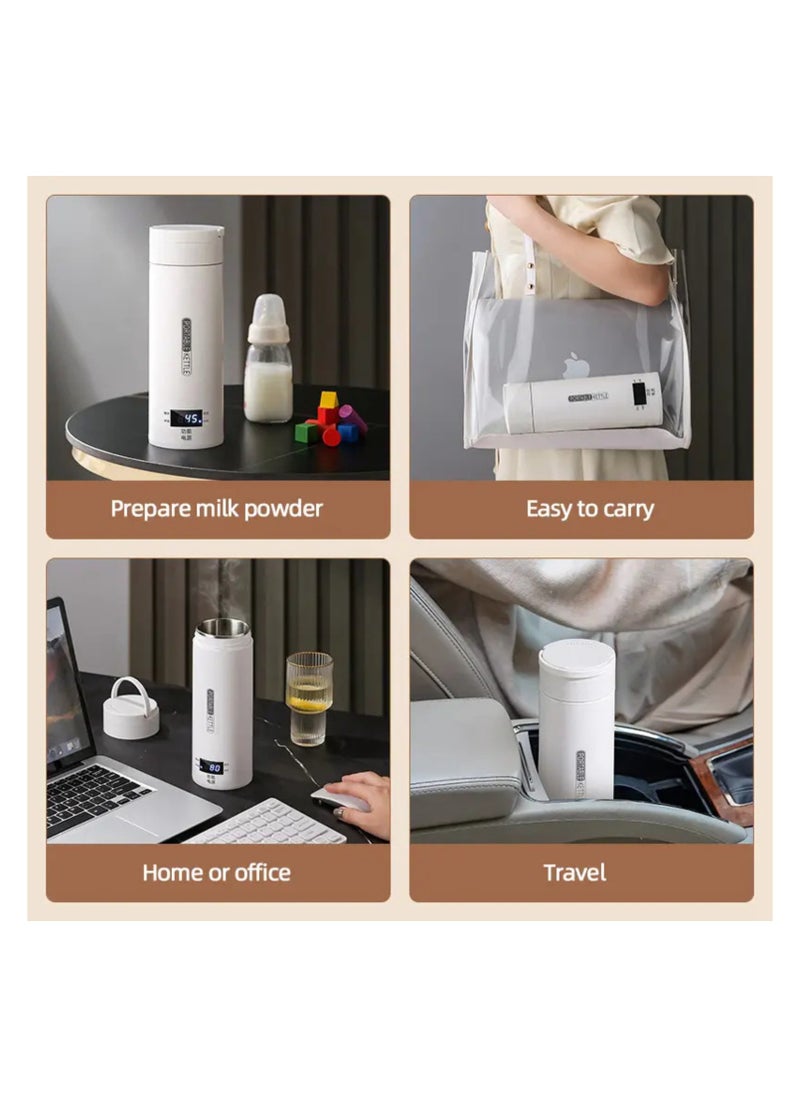 Electric Kettle with LED Thermometer, Keep Warm Function, Automatic Portable Thermos Water Bottle for Travel, Espresso Coffee, Compact and Lightweight Design