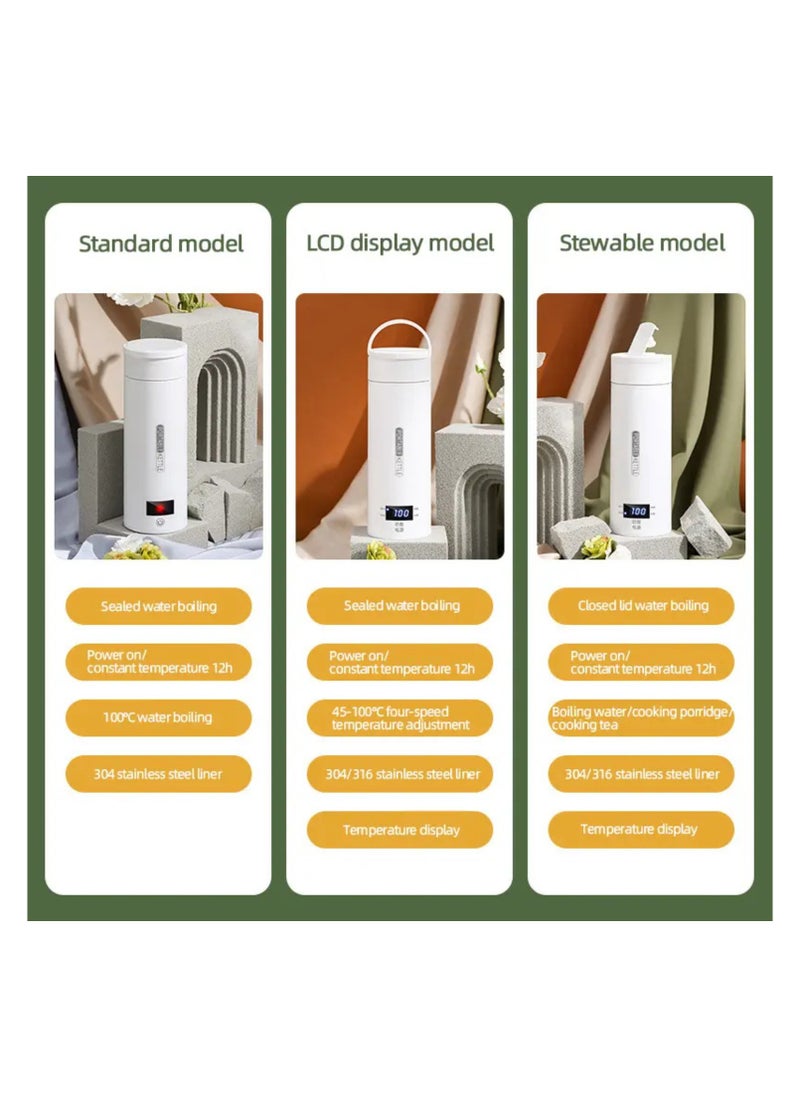 Electric Kettle with LED Thermometer, Keep Warm Function, Automatic Portable Thermos Water Bottle for Travel, Espresso Coffee, Compact and Lightweight Design