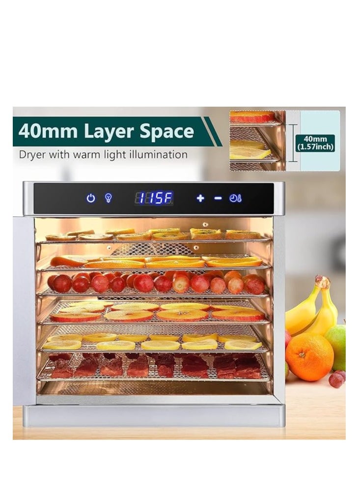 COOLBABY Food Dehydrator 6 Trays for Drying Meat Fruit Meat Pet Treats Herbs Durable Food Grade Stainless Steel Dehydrator 220V/700W Safety Overheat Protection 67 Free Recipes