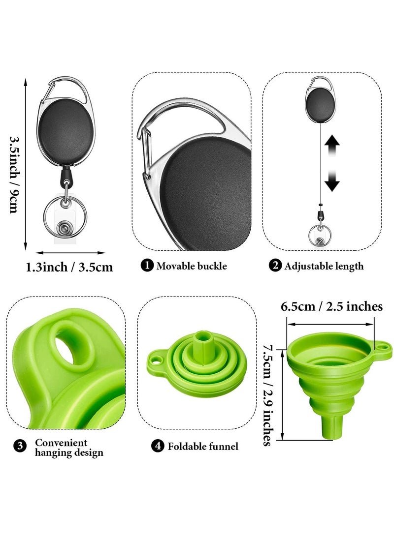 Silicone Travel Bottle Keychain Set, Includes Portable Hand Bottle Container oz Refillable Empty Bottles, Retractable Badge Holders, and Collapsible Funnel for Outdoor Sports Travel
