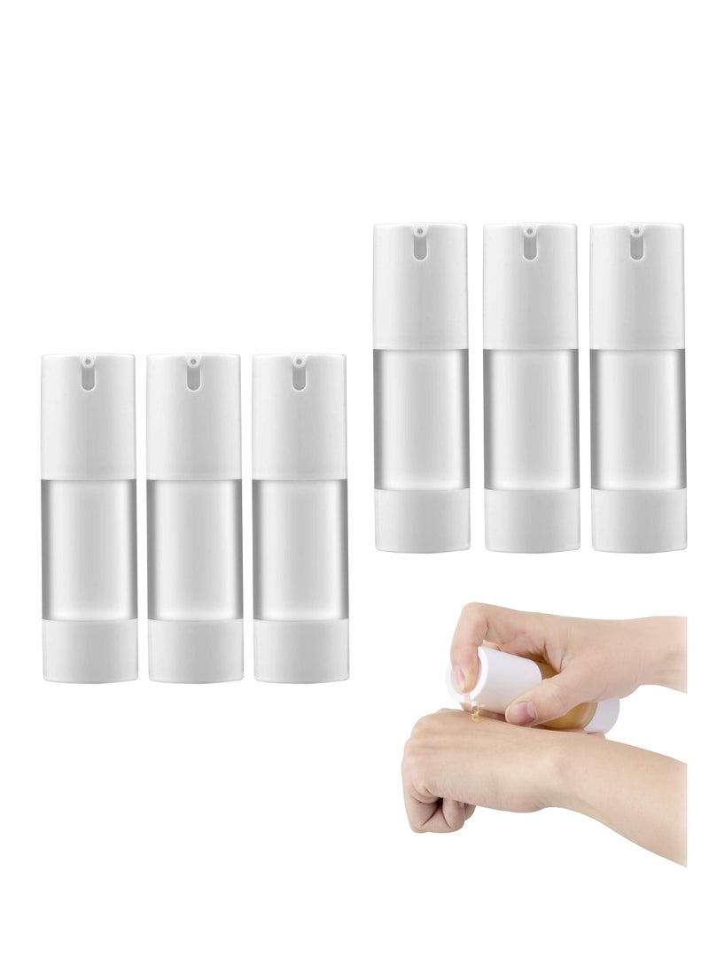 Refillable Airless Pump Bottle, 1 Oz 30ML Empty Travel Foundation Containers, Airless Cosmetic Pump Bottle for Hand Sanitizer, Toner, Gel, Hair Oil, Lotion and Face Cream (Pack of 6, Frosted)
