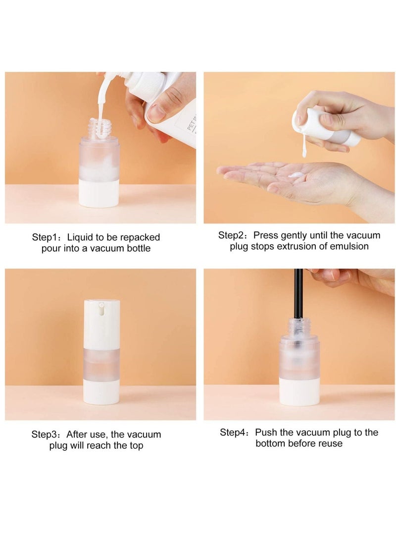 Refillable Airless Pump Bottle, 1 Oz 30ML Empty Travel Foundation Containers, Airless Cosmetic Pump Bottle for Hand Sanitizer, Toner, Gel, Hair Oil, Lotion and Face Cream (Pack of 6, Frosted)