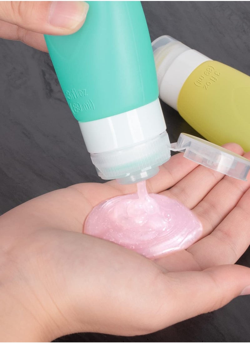 Travel Containers for Toiletries, Silicone Travel Bottles Set Containers Traveling Size Shampoo Tubes Kit, Leak Proof Refillable Liquid Container Set for Lotion Soap Conditioner Cream Cosmetic