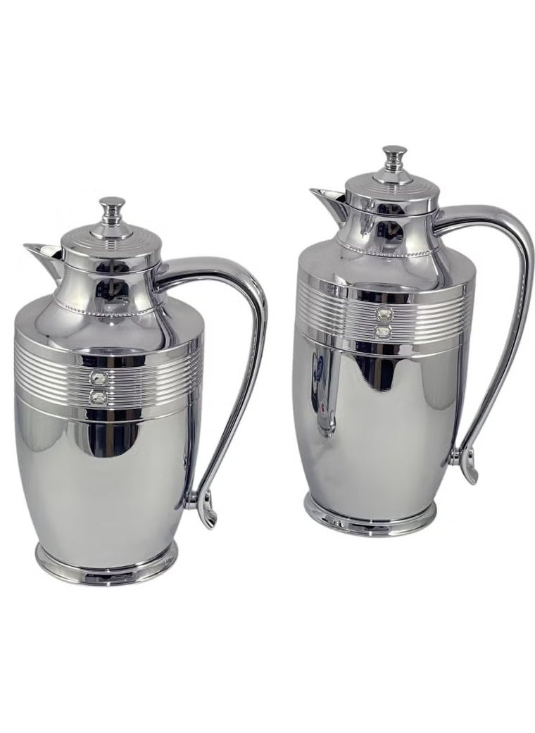 Premium Quality 2-Piece Flask Set (0.75L & 1L) – Elegant Silver Finish, Durable Stainless Steel Construction