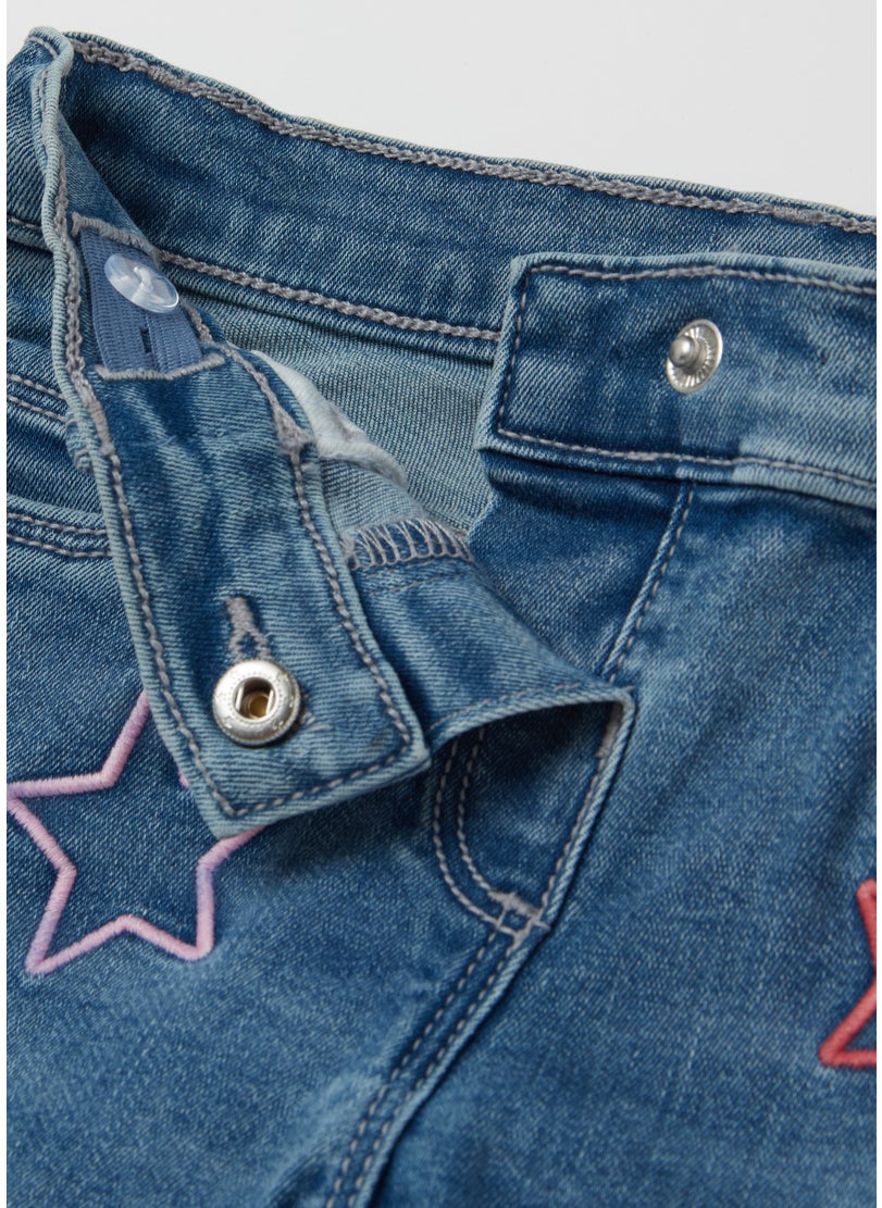 Jeans with multicoloured stars embroidery