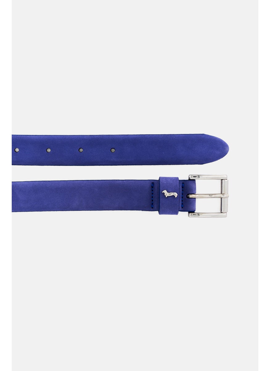 Women Solid Leather Belt, Slate Blue