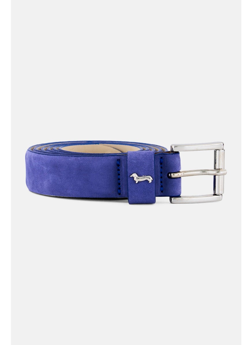 Women Solid Leather Belt, Slate Blue
