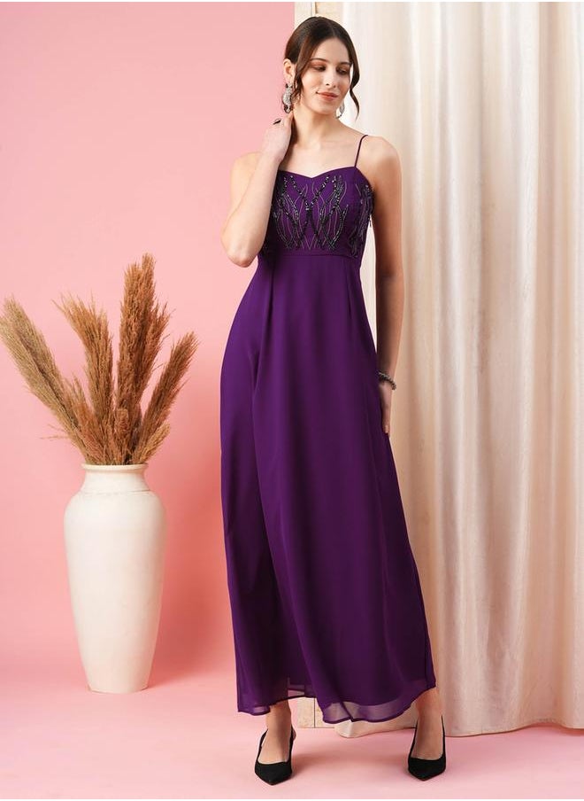 Sweetheart Neckline Beaded Bodice Maxi Dress by Styli